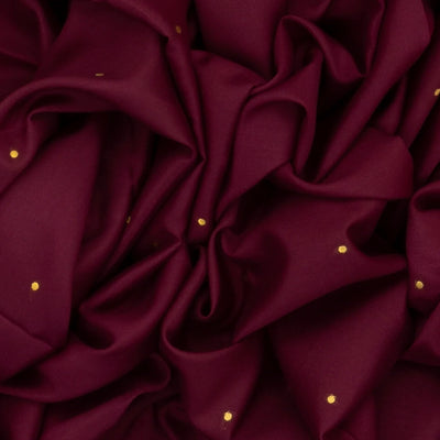 Maroon Mysore Crepe Silk Saree With Coin Buttas & Pink Zari Border
