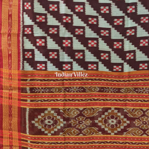 Grey Coffee Odisha Ikat Khandua Silk Saree