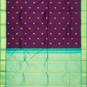 Magenta Handloom Kanchipuram Korvai Silk Saree With Annam Buttas
