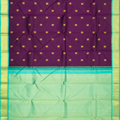 Magenta Handloom Kanchipuram Korvai Silk Saree With Annam Buttas