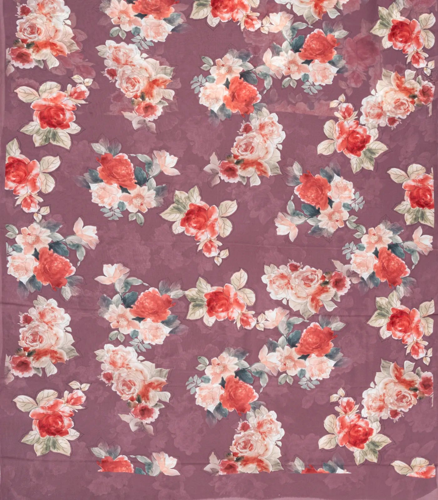 Lilac Georgette Silk Saree Printed With Floral Motifs