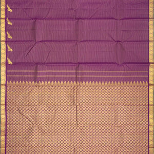 Magenta Handloom Kanchipuram Vairaoosi Silk Saree With Zari Stripes