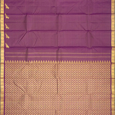 Magenta Handloom Kanchipuram Vairaoosi Silk Saree With Zari Stripes
