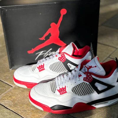 Nike Air Jordan 4 Retro White/Red Black-Tech Grey