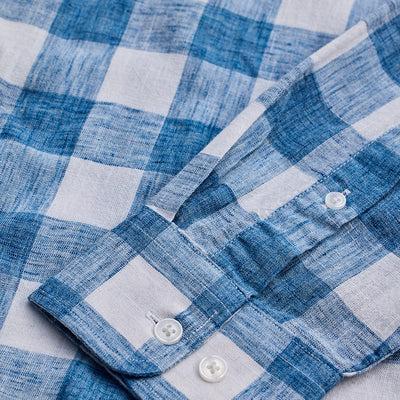 Blue Checks Linen Blend Shirt