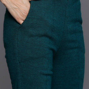 Green Yoke Design Wool Straight Kurta Set