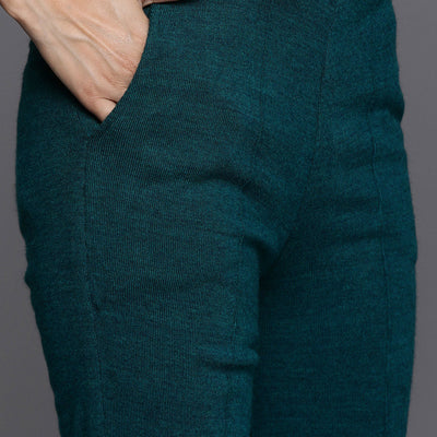 Green Yoke Design Wool Straight Kurta Set