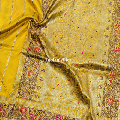 Yellow Designer Banarasi Meenakari Katan Silk Saree