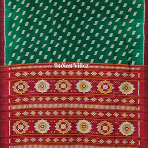 Green Odisha Ikat Contemporary Silk Saree