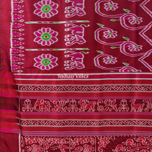 Maroon Odisha Ikat Designer Contemporary Silk Saree