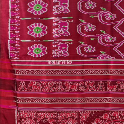 Maroon Odisha Ikat Designer Contemporary Silk Saree