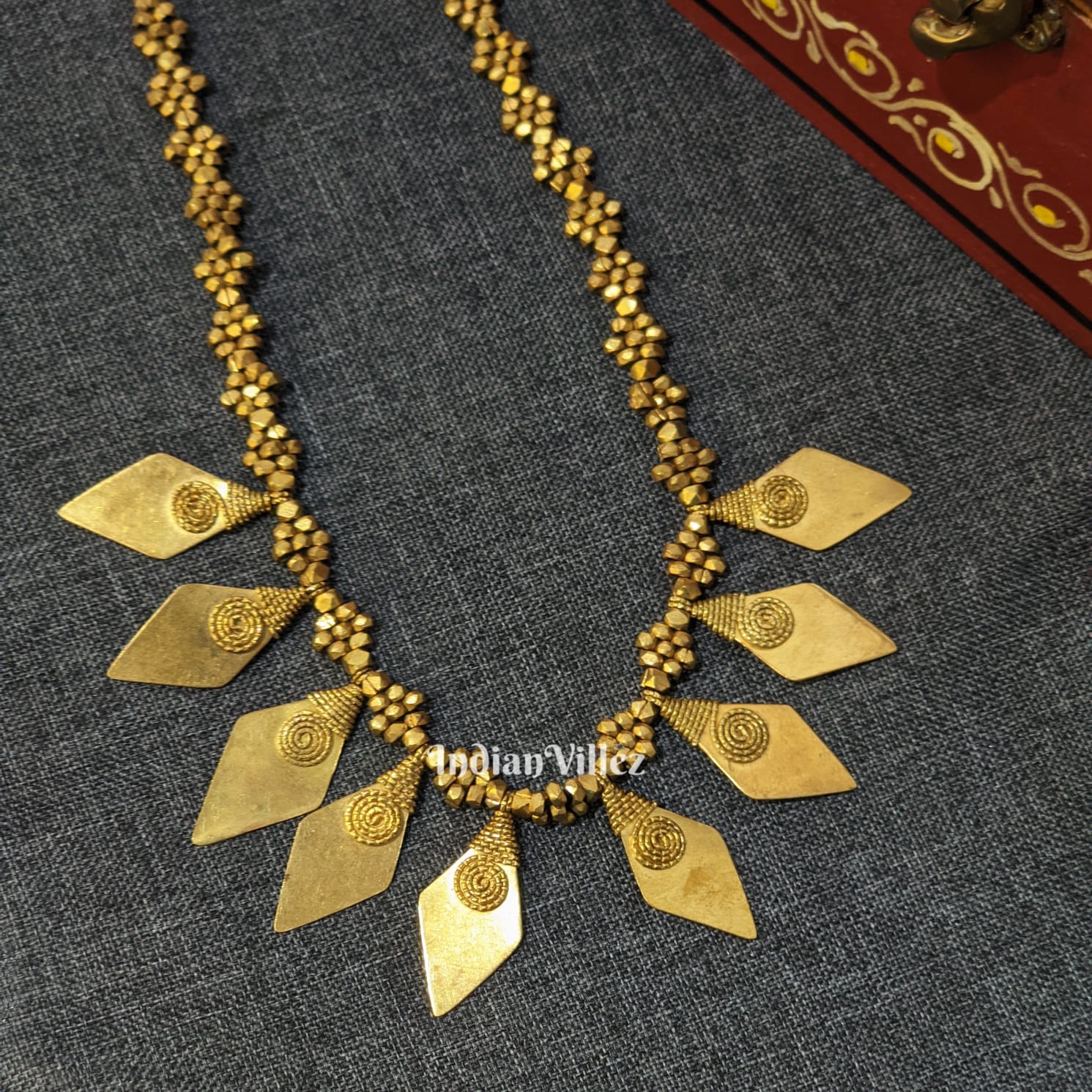 Tribal Dhokra Jewellery- Diamond Shaped Pendant