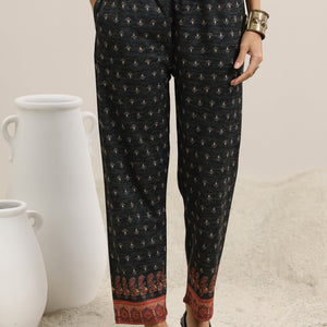 Grey Printed Wool Blend Straight Suit With Dupatta