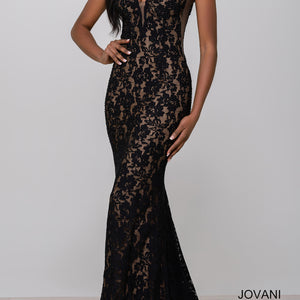 Beaded Lace Fitted Sleeveless Gown by Jovani 48994