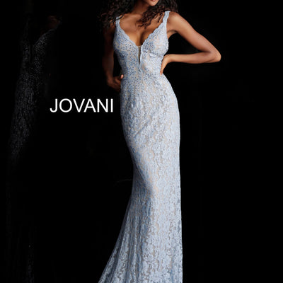 Beaded Lace Fitted Sleeveless Gown by Jovani 48994