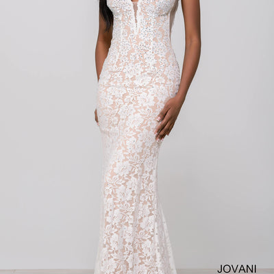 Beaded Lace Fitted Sleeveless Gown by Jovani 48994