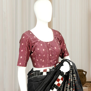 Magenta  Pink Tipa Design  Odisha Ikat Sambalpuri Cotton Blouse