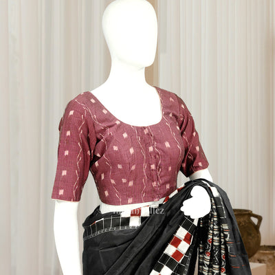 Magenta  Pink Tipa Design  Odisha Ikat Sambalpuri Cotton Blouse
