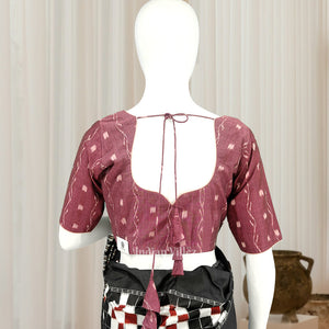Magenta  Pink Tipa Design  Odisha Ikat Sambalpuri Cotton Blouse