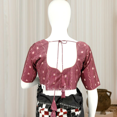Magenta  Pink Tipa Design  Odisha Ikat Sambalpuri Cotton Blouse