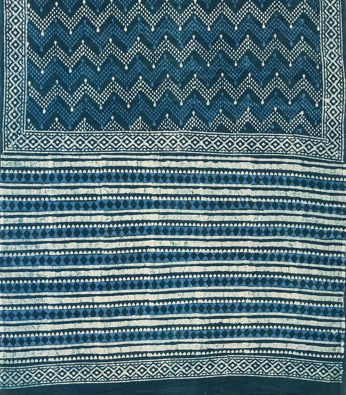 Navy Blue Woven Jaipur Cotton Saree Printed With Floral  Motifs