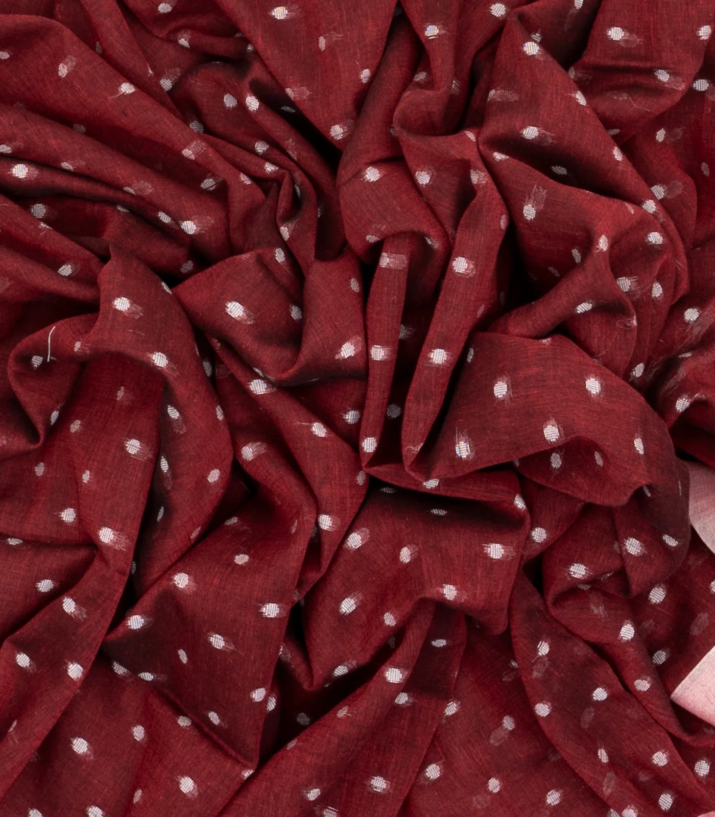 Maroon Bengal Cotton Saree With Coin Motifs