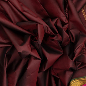Maroon Handloom Kanchipuram Silk Saree With Pink Border