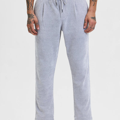 Light Grey Corduroy Relaxed Fit Trousers