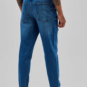 Blue Distressed Slim Fit Jeans