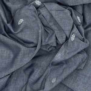 Grey Handloom Bengal Cotton Saree With Floral Buttas