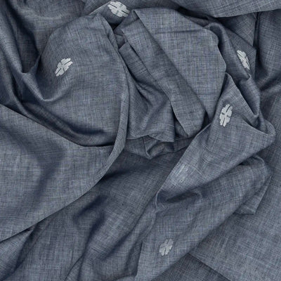 Grey Handloom Bengal Cotton Saree With Floral Buttas