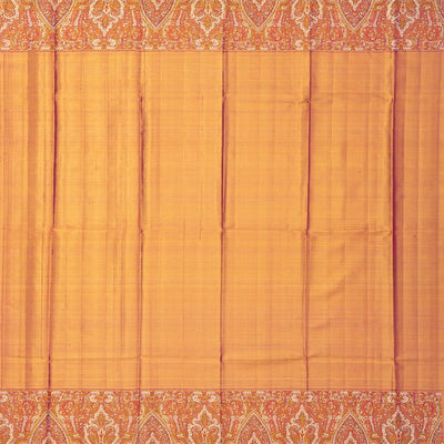 Gold Handloom Kanchipuram Tissue Silk Saree With Meena Floral Border