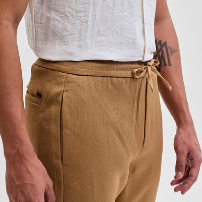 Brown Self-Design Slim Fit Trousers
