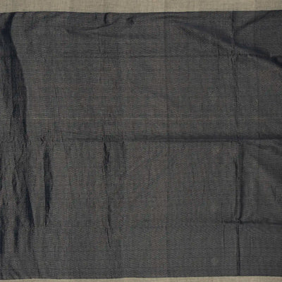 Dark Grey Handloom Bengal Cotton Tissue saree With Zari stripes and Floral (Phool) Buttis