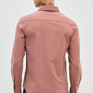 Mauve Slim Fit Stripes Shirt