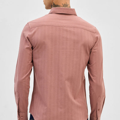 Mauve Slim Fit Stripes Shirt