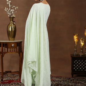 Green Embroidered Georgette Anarkali Suit With Dupatta