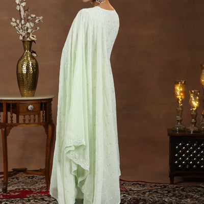 Green Embroidered Georgette Anarkali Suit With Dupatta