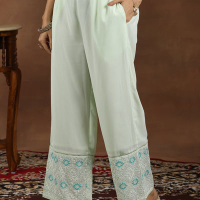 Green Embroidered Georgette Anarkali Suit With Dupatta