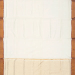 White Handloom Mangalagiri Cotton Saree With Zari Border