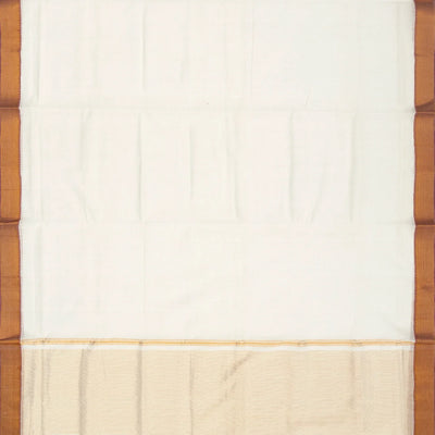 White Handloom Mangalagiri Cotton Saree With Zari Border