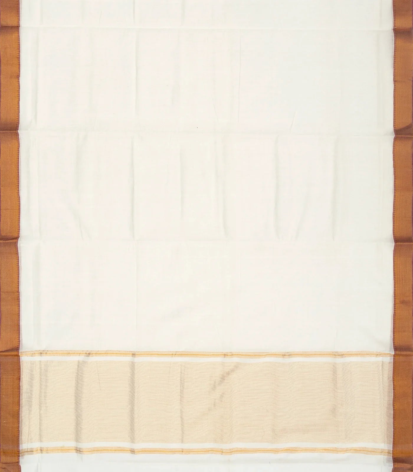 White Handloom Mangalagiri Cotton Saree With Zari Border
