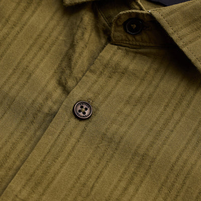 Olive Slim Fit Stripes Shirt