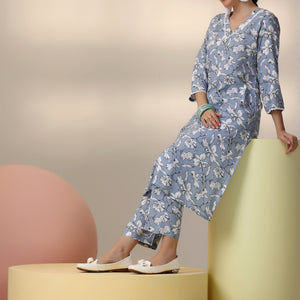 Grey Printed Rayon Co-Ords