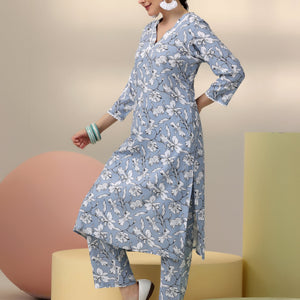 Grey Printed Rayon Co-Ords