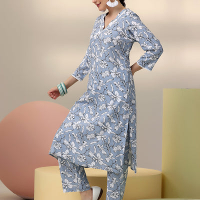 Grey Printed Rayon Co-Ords