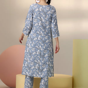Grey Printed Rayon Co-Ords