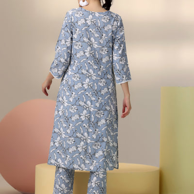 Grey Printed Rayon Co-Ords