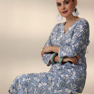 Grey Printed Rayon Co-Ords