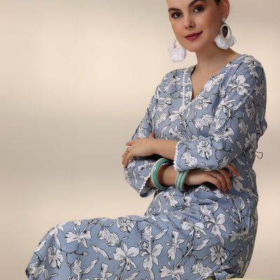 Grey Printed Rayon Co-Ords
